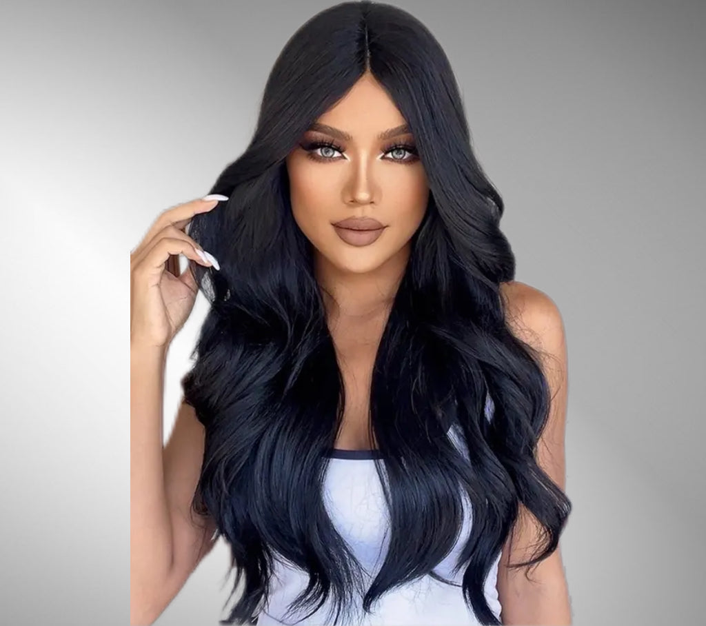 LONG And Wavy WIG - Hair 70 Cm- Black With Bang