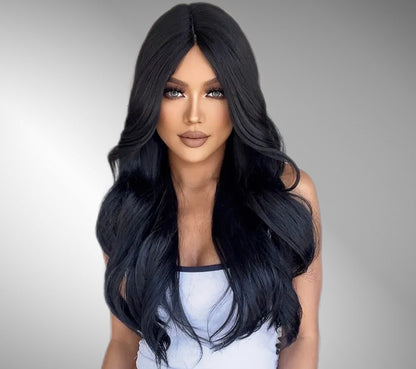 LONG And Wavy WIG - Hair 70 Cm- Black With Bang