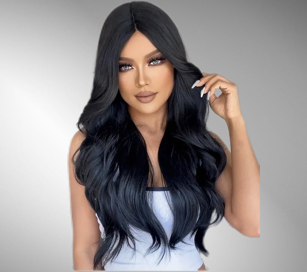 LONG And Wavy WIG - Hair 70 Cm- Black With Bang