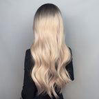 Ombre WIG with bang 50% Natural hair- 50%synthetic , Long Blonde