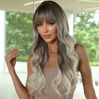 Balayage blonde WIG With bang, 60 Cm Length, Body wave lace front