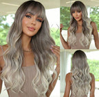Balayage blonde WIG With bang, 60 Cm Length, Body wave lace front