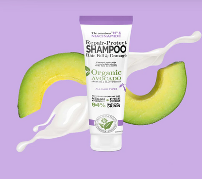 Organic Avocado Repair-Protect Shampoo for Hair Fall & Damaged Hair | Niacinamide Hair Strengthening Shampoo – 225ml