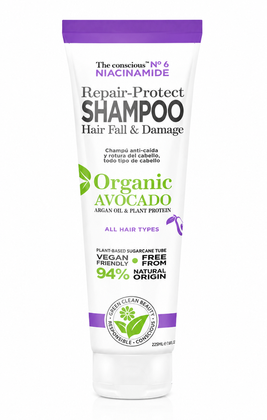 Organic Avocado Repair-Protect Shampoo for Hair Fall & Damaged Hair | Niacinamide Hair Strengthening Shampoo – 225ml