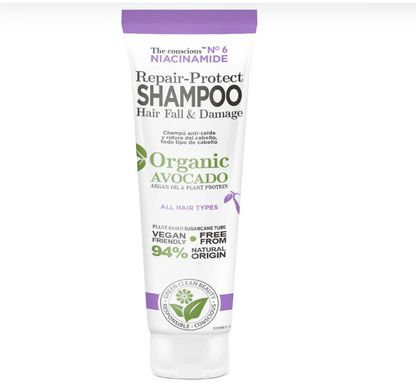 Organic Avocado Repair-Protect Shampoo for Hair Fall & Damaged Hair | Niacinamide Hair Strengthening Shampoo – 225ml